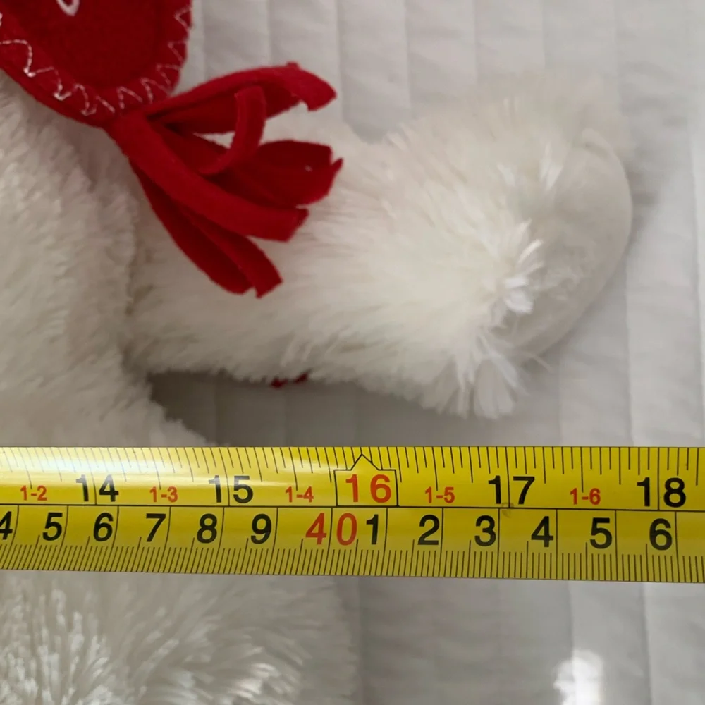 Belkie Bear Stuffed Animal 2009 Polar Furry Scarf Hat White Red Plush